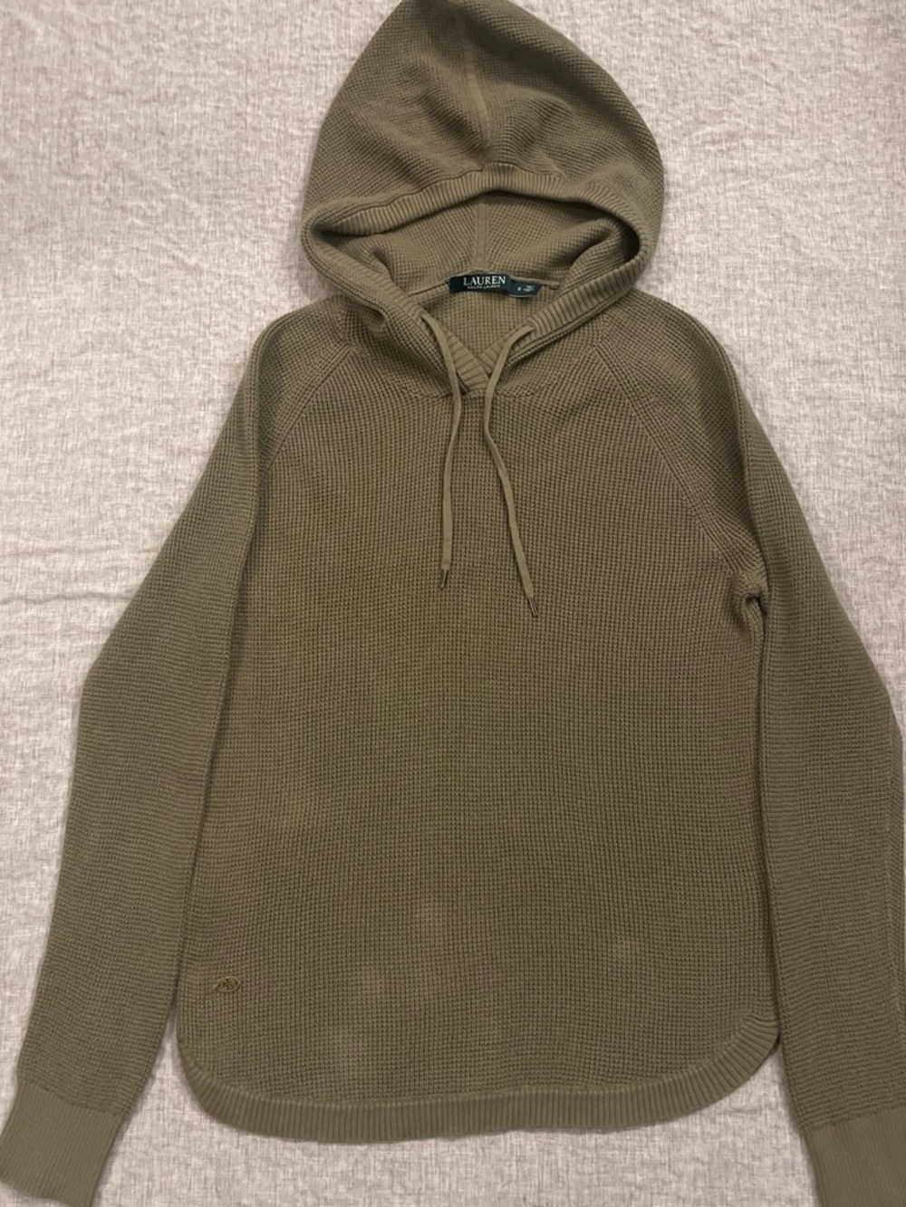 Lauren Ralph Lauren Waffle Knit Thermal Hooded Sweater Small